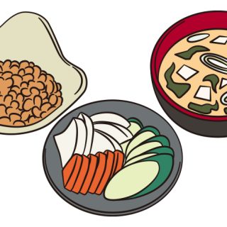 納豆、漬け物、味噌汁