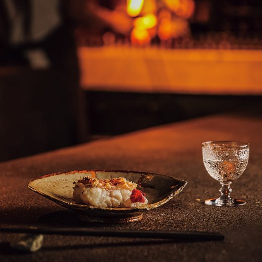 渋谷「SHIZENの甘鯛の松笠焼き 椿と蓬の花