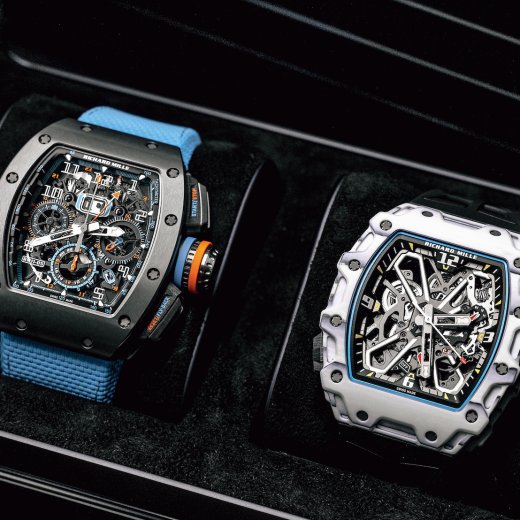 リシャール・ミルの「RM 35-03 オートマティック ラファエル・ナダル」(右)と「RM 11-05 オートマティック フライバック クロノグラフ GMT」