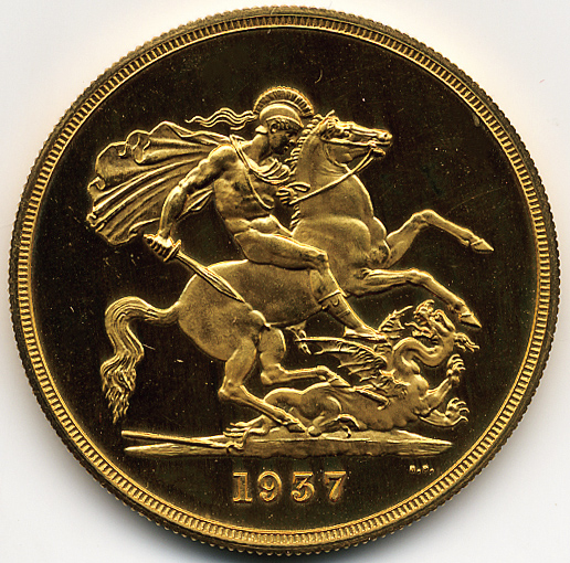 エドワード8世戴冠記念 5ポンド金貨の裏面