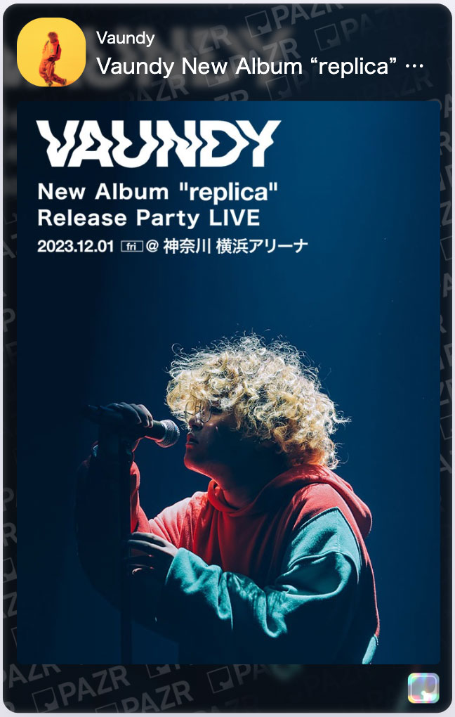 Vaundy one man live ARENA tour “replica ZERO” 来場記念特典