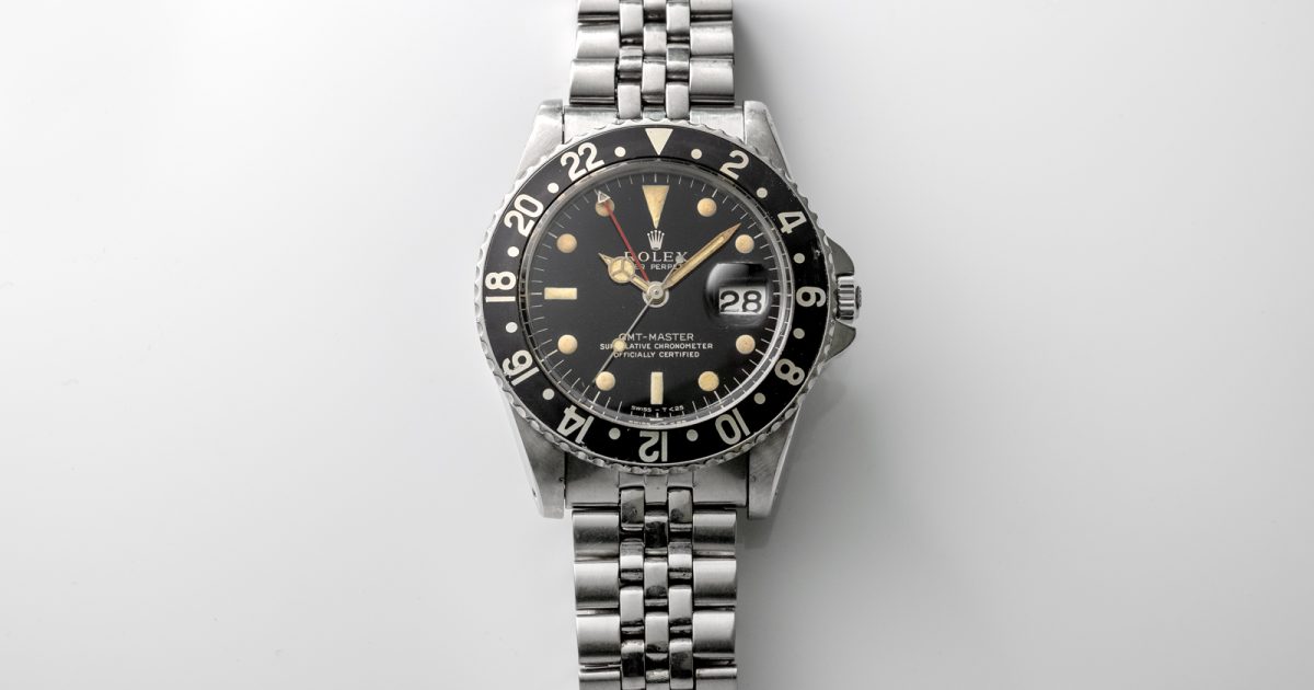 腕時計　BILIGER　Tマーク　ポインテッドクラウンガード　ワンオフ文字盤 自分好みにアレンジできる、ヴィンテージロレックス「GMTマスター Ref