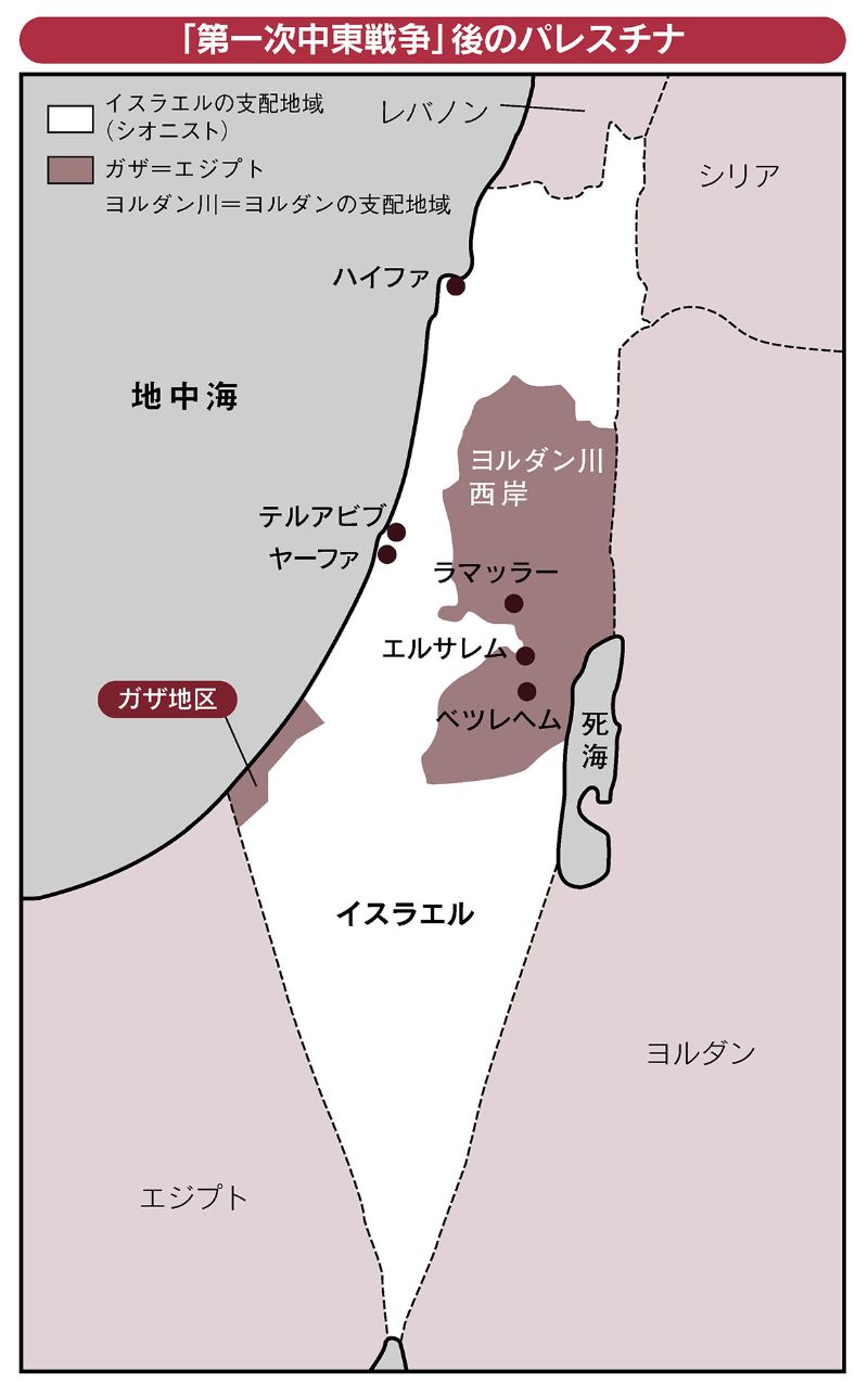 第一次中東戦争後のパレスチナ地図