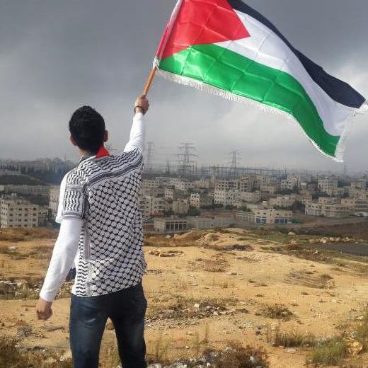 パレスチナの旗を振るイメージ