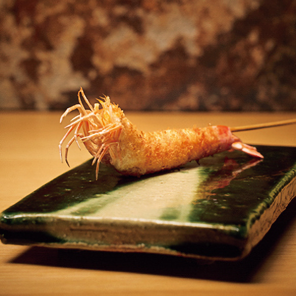 「かわた」の海老串揚げ