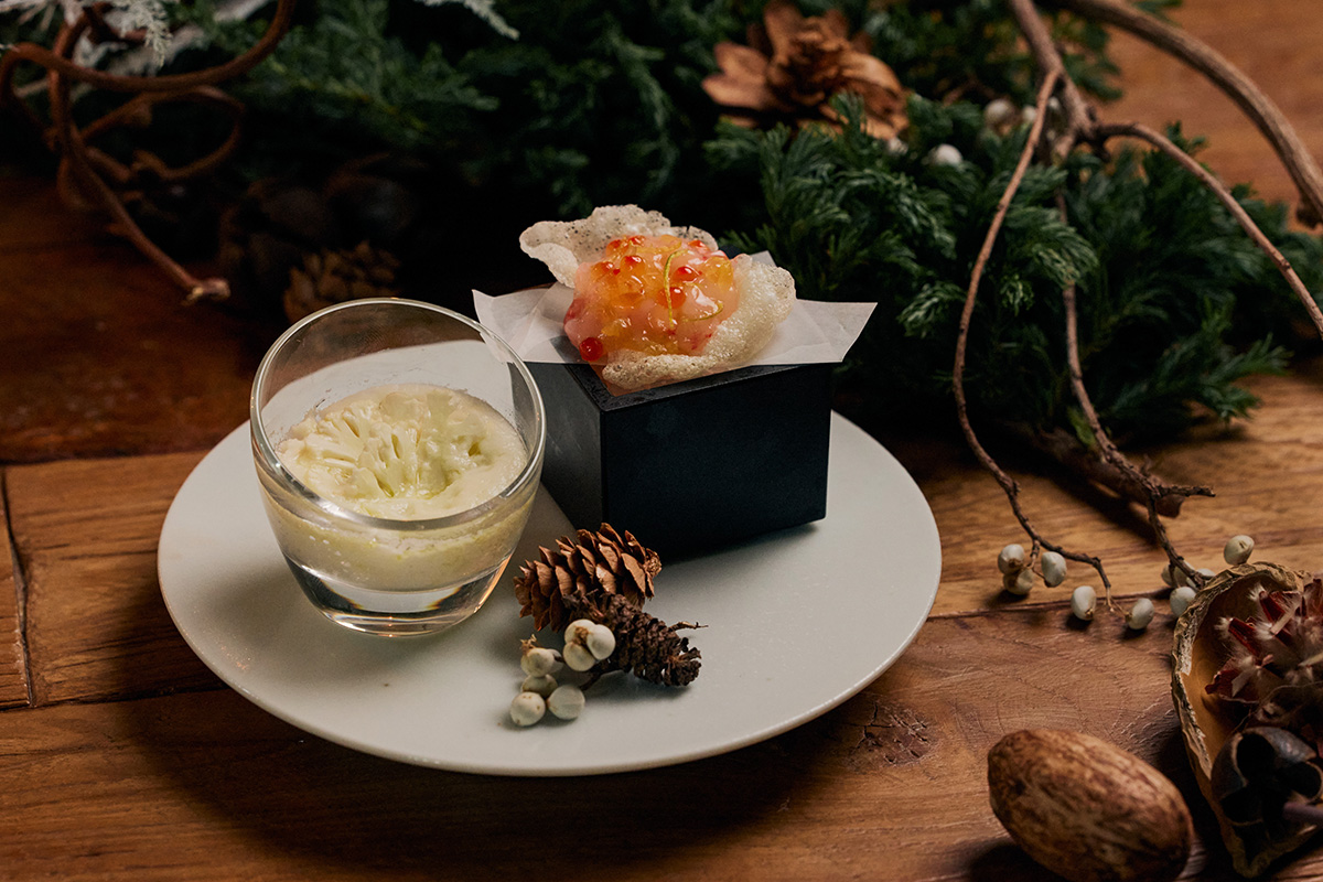 八色カリフラワーと甘海老