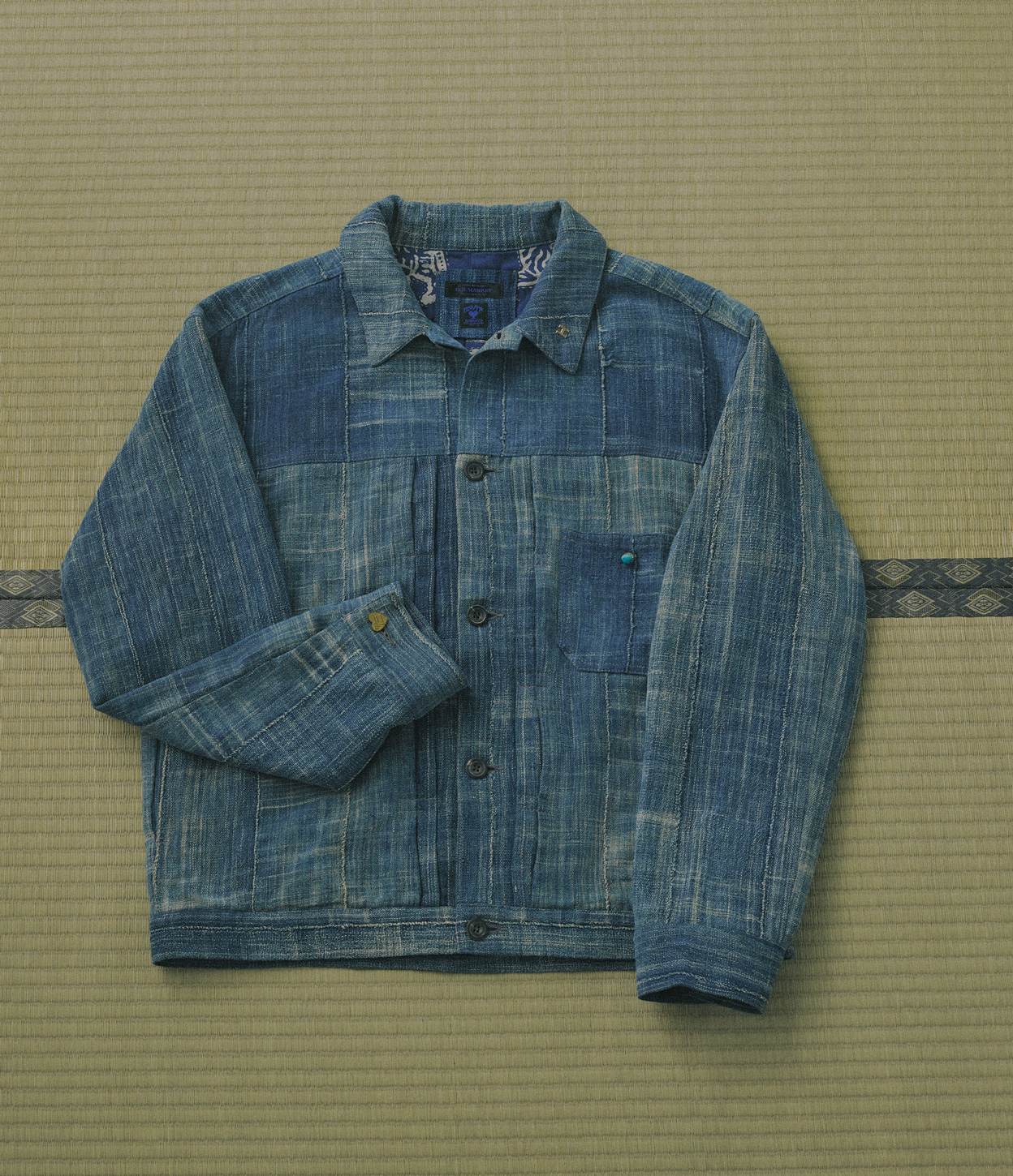60s ユーロワークジャケット 鬼フェード ボロの美学 ブルー ハリウッド