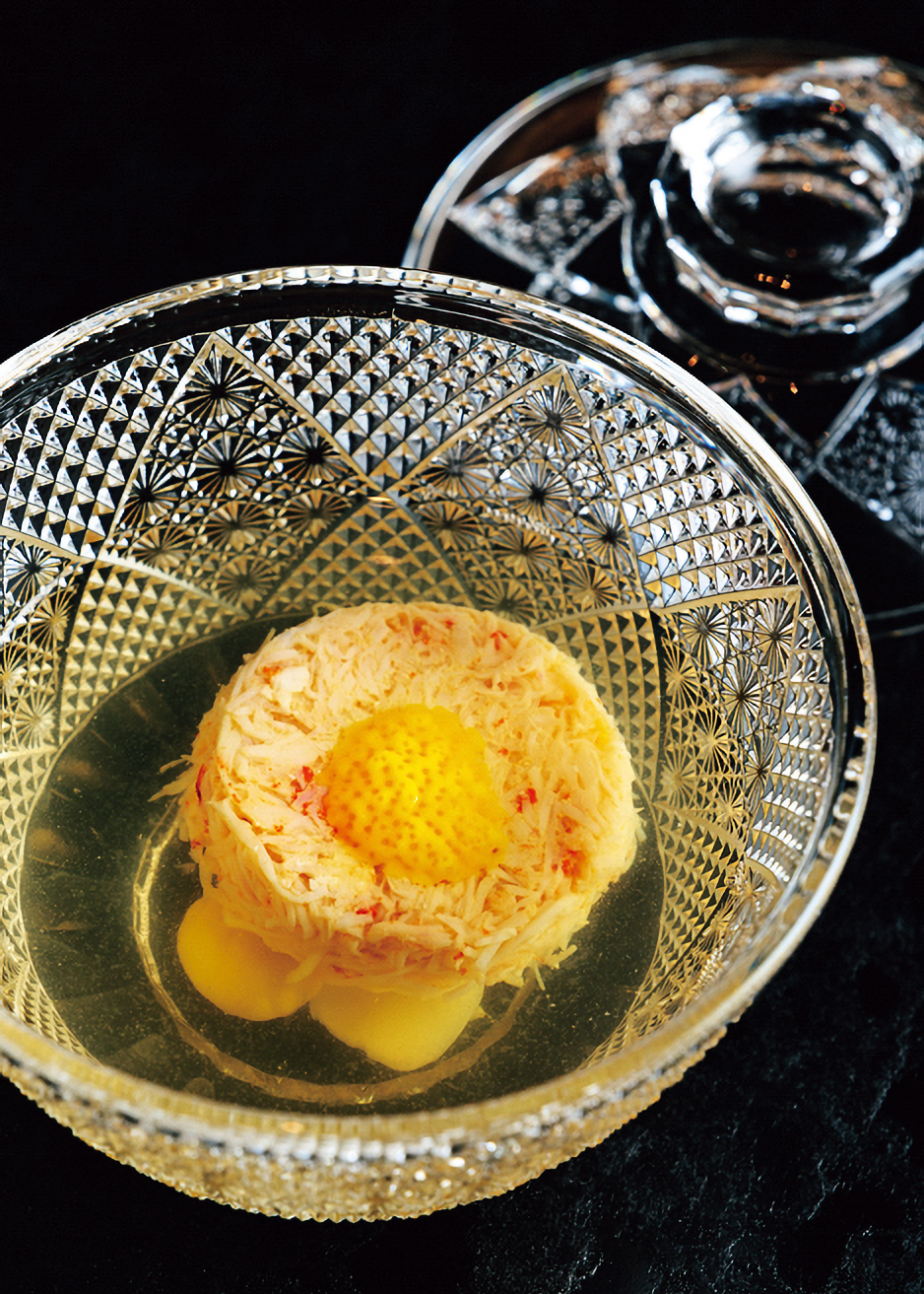 毛蟹のクラブケーキのスープ仕立て