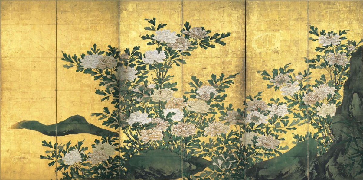 重要文化財 海北友松《花卉図屏風》(右隻)桃山時代(17世紀)妙心寺