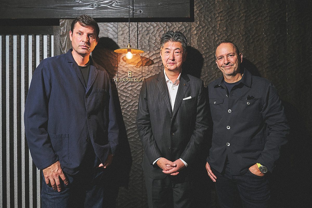 フェリックス・バウムガルトナー氏、ザ アワーグラス ジャパン代表取締役社長の桃井 敦氏、ウルベルク セールスディレクターのレミー・ワーツェル氏