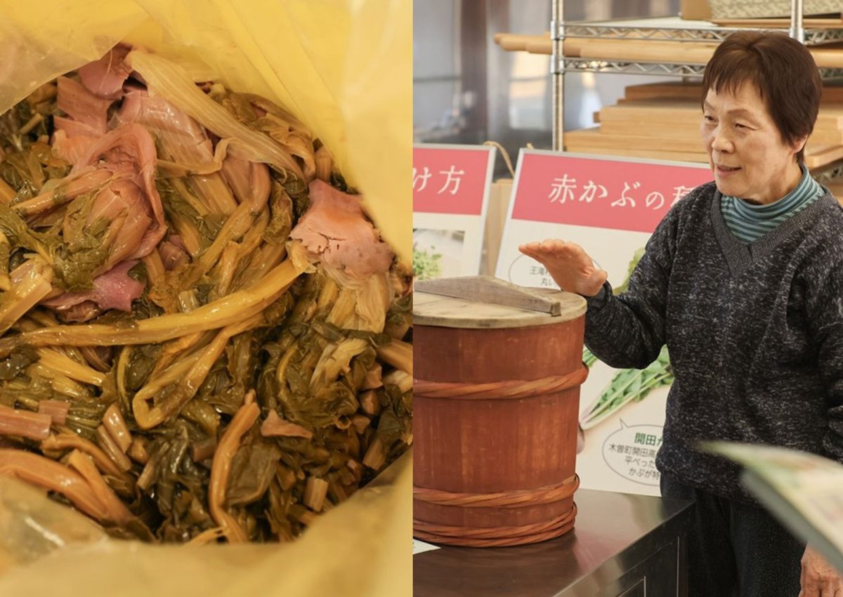 300年以上前から南木曽で塩も使わず乳酸発酵させた赤蕪の葉っぱが保存食になった「すんき」。