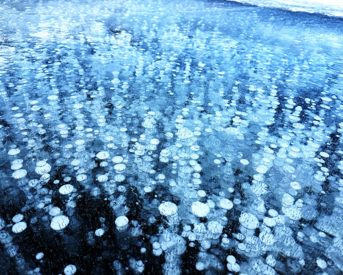 「GGRC WHITE ATTACK 2026 in NUKABIRA」/湖底の落ち葉などから発生するガスが湖面にたどり着く前に水の中で凍ってしまう糠平湖名物の現象──アイスバブル。