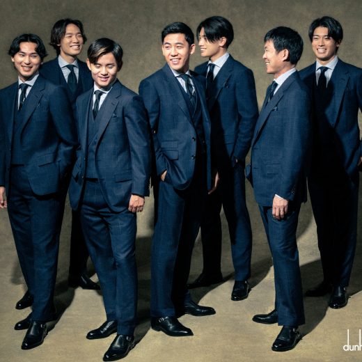 ダンヒルのスーツを着たサッカー日本代表／森保一監督、南野拓実、上田綺世、中村敬斗、板倉滉、遠藤航、久保建英