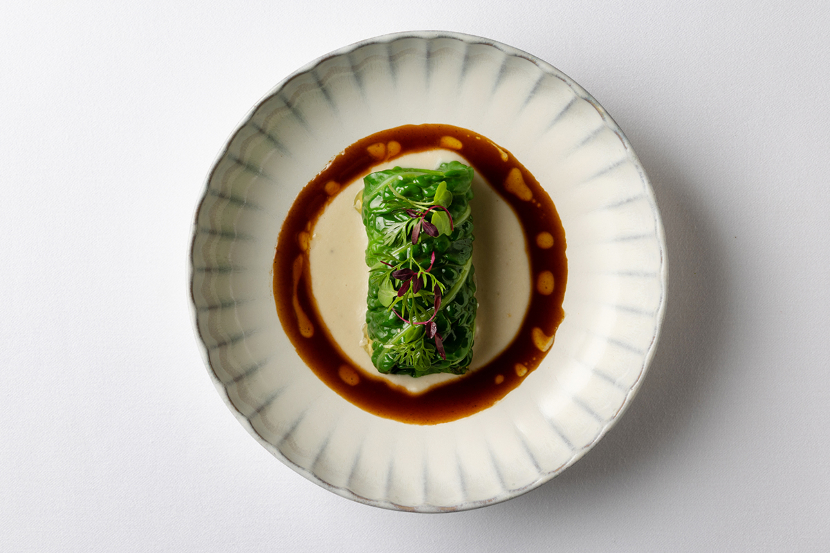 インヴォルティーニ サボイキャベツ 黒豚 ローズマリー トスカーナ風白インゲン豆