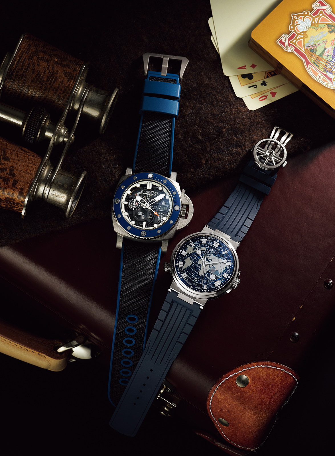 パネライ「サブマーシブル GMT」とブレゲ「マリーン オーラ・ムンディ 5557」