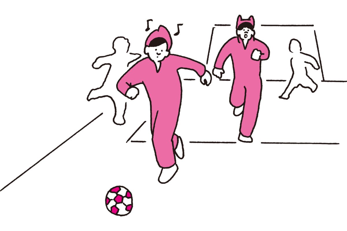 サッカーのトラップの練習のイラスト