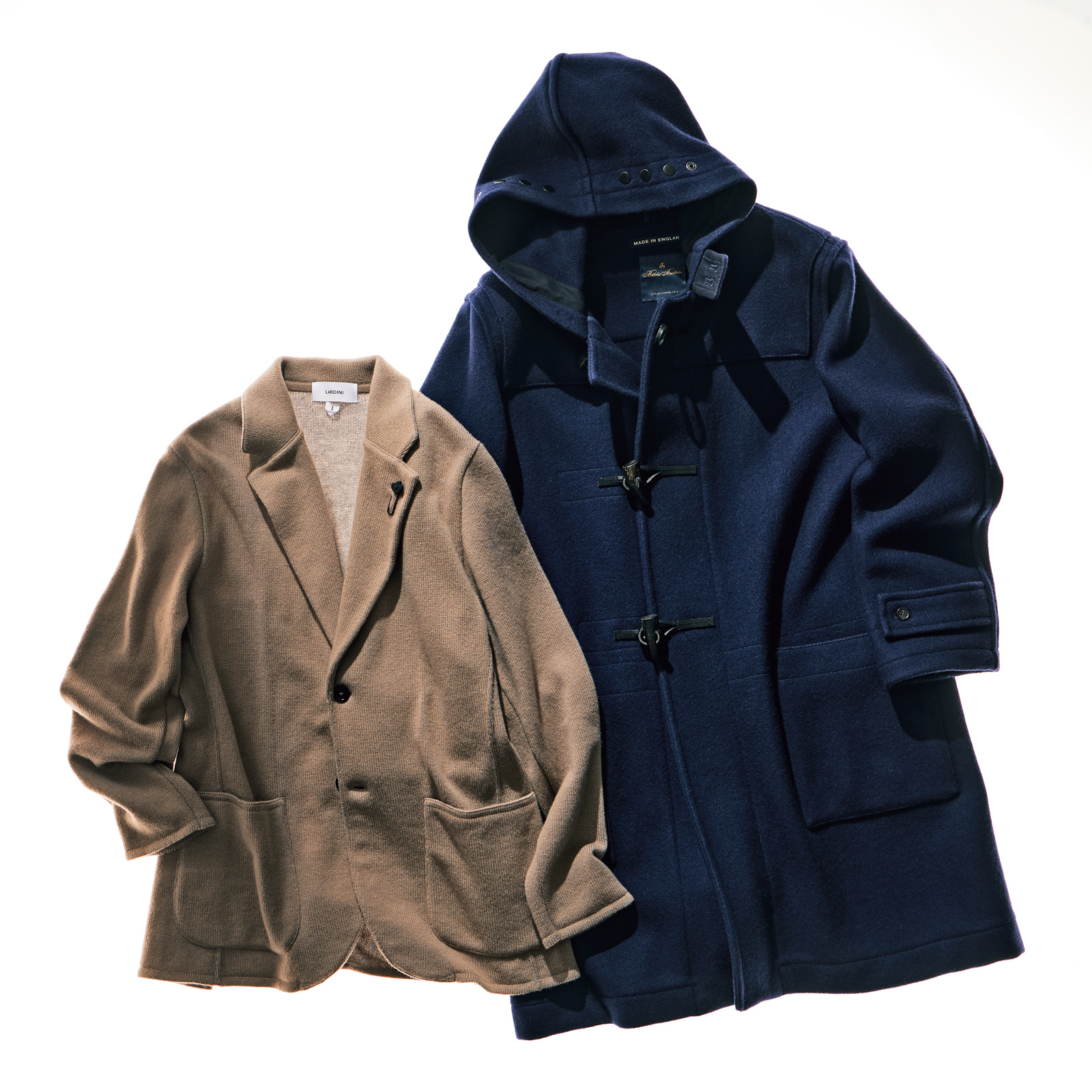 ニットジャケット×ダッフルコート
