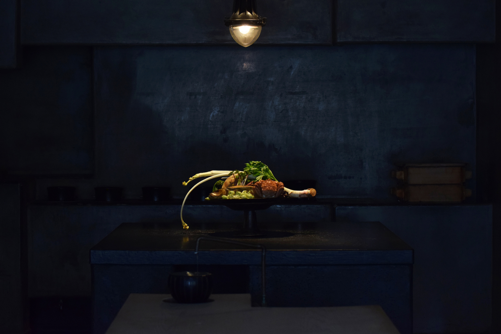 「季節のおまかせ料理」お品書きの一例／水茄子、蒸鮑、近江牛のすき煮
