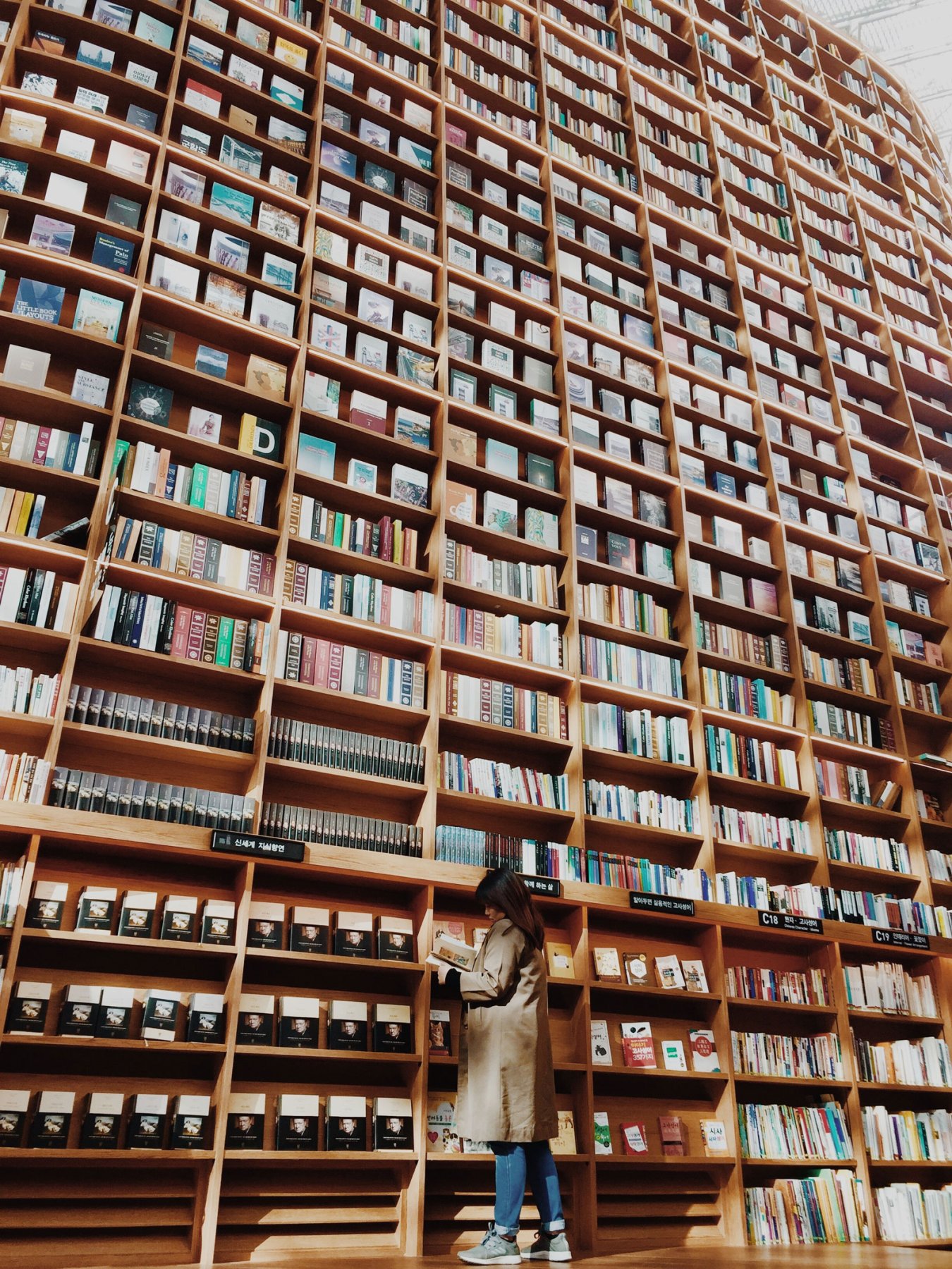 天井まで本が並ぶピョルマダン図書館
