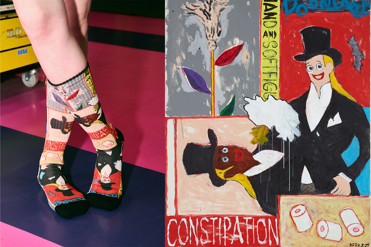 横尾忠則とHOiSUMがコラボレーション靴下を発売。